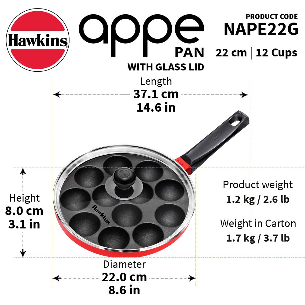 Hawkins Nonstick Appe Pan with Glass Lid, 12 Cups 2 Pcs Set