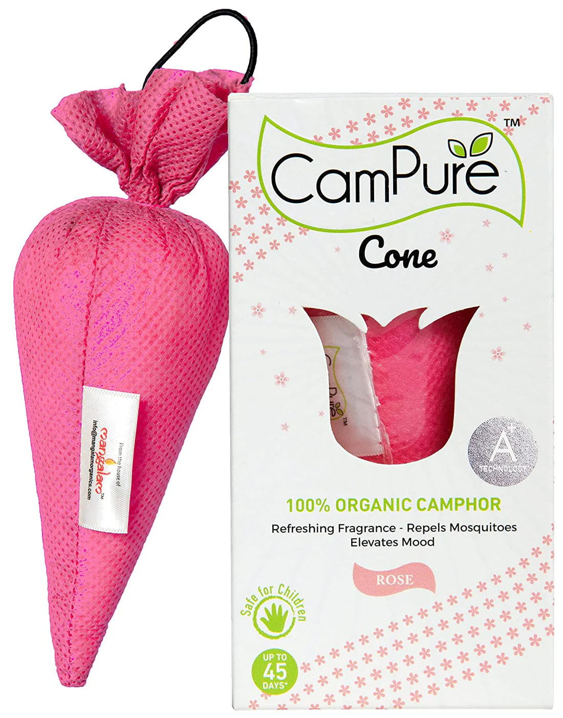 Campure Camphor Cone Air Freshener Rose  ( 60 g) (Last 45 Days) 10 Pcs