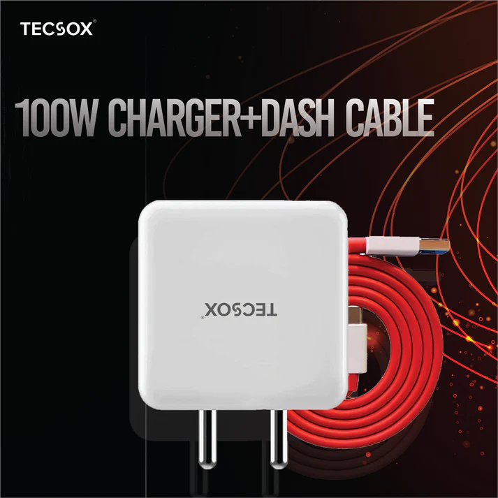 Tecsox Upto 8 A Super Vooc Charger with 100 Fast Charging Speed 
