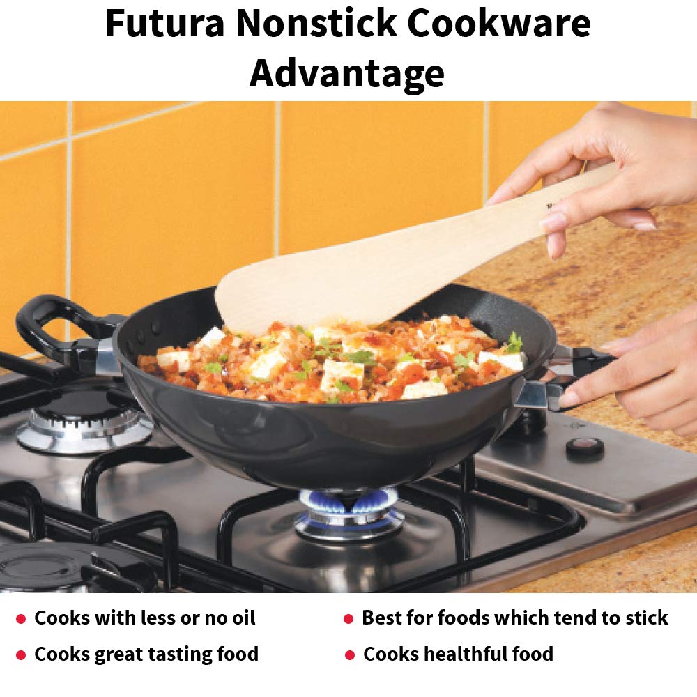Hawkins Futura 5 Litre Deep Fry Pan , Hard Anodised Kadai with Stainless Steel 