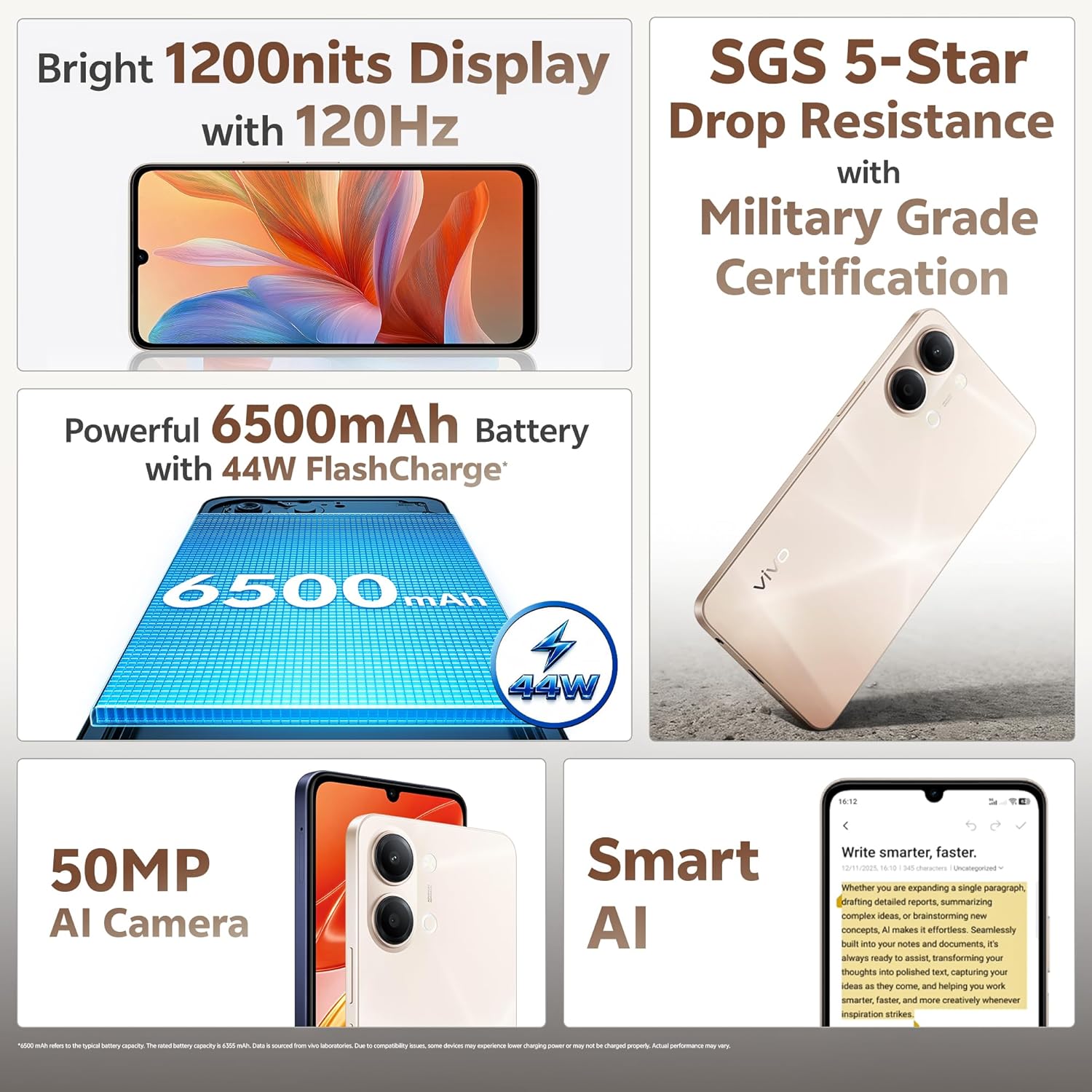 Vivo Y21 5G (Champagne Gold, 6GB RAM, 128GB Storage)
