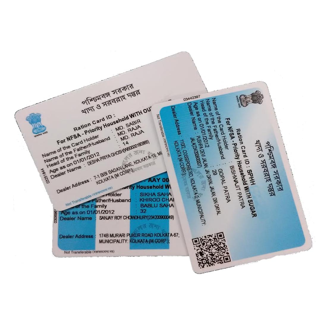 West Bengal Ration Waterproof PVC Card 